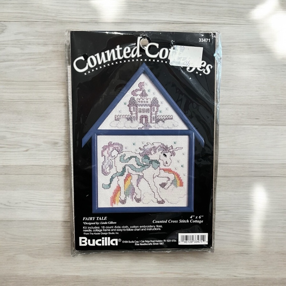 NWT Bucilla “Fairy Tale” Counted Cross Stitch Kit with Plastic Cottage Frame